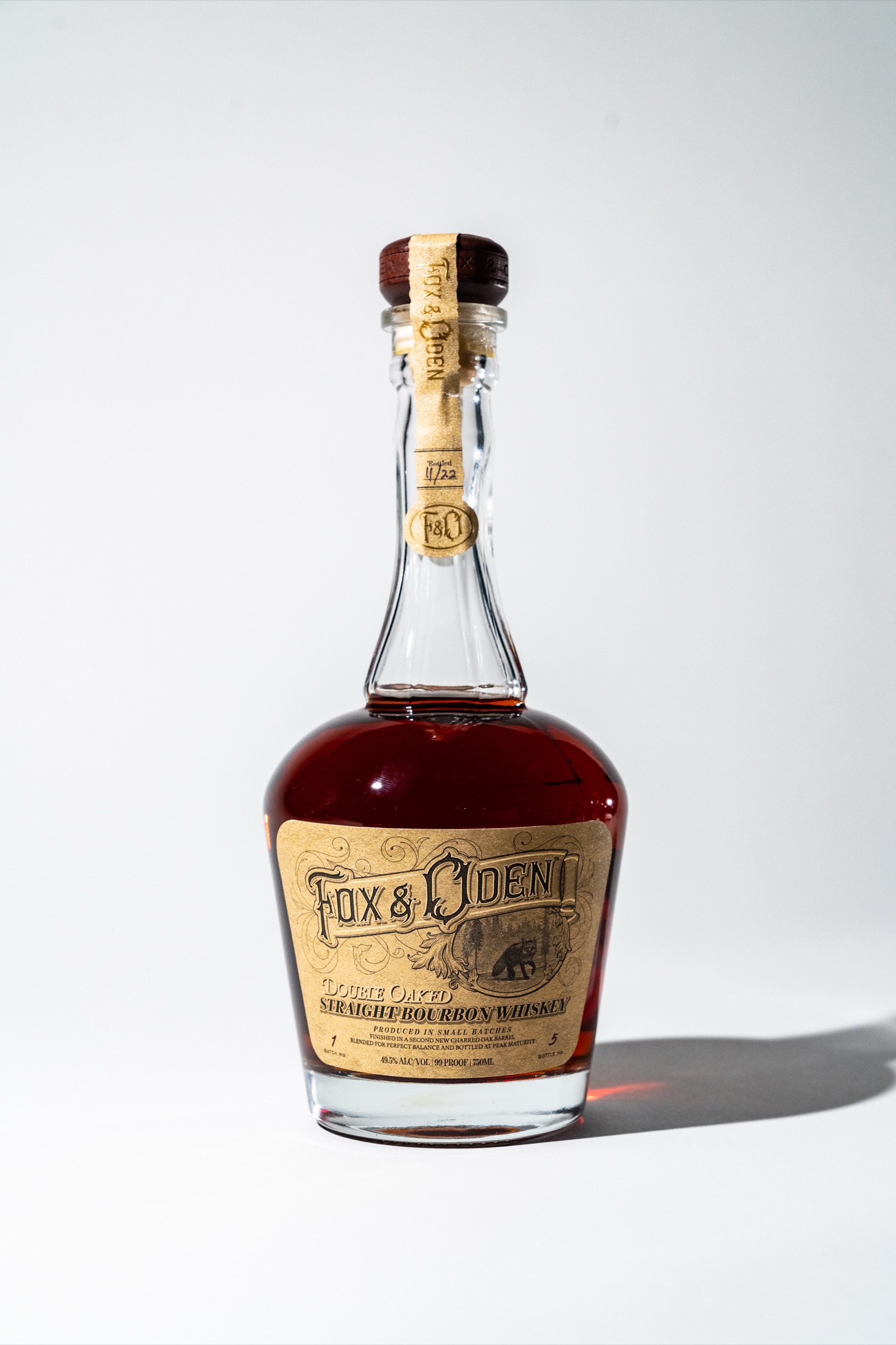 The Double Oaked bottle, batch-marked label